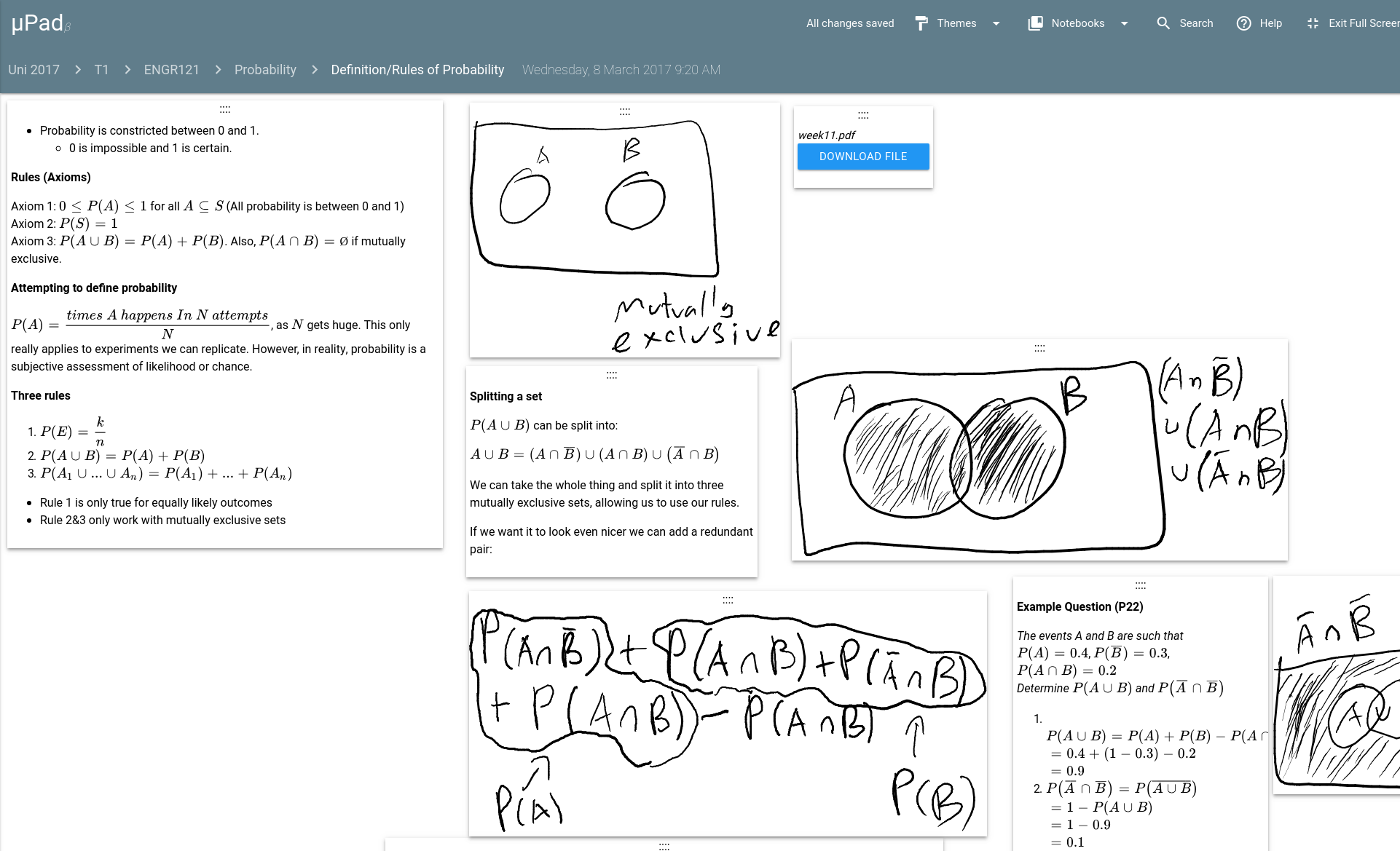 Note with drawings